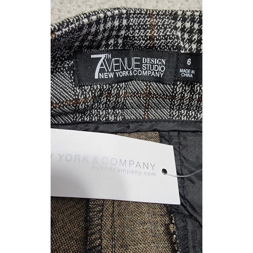 7th Avenue Design Studio NY Co Womens Gray Plaid Ponte Pants Wide Leg Size 6 NWT - Picture 6 of 15